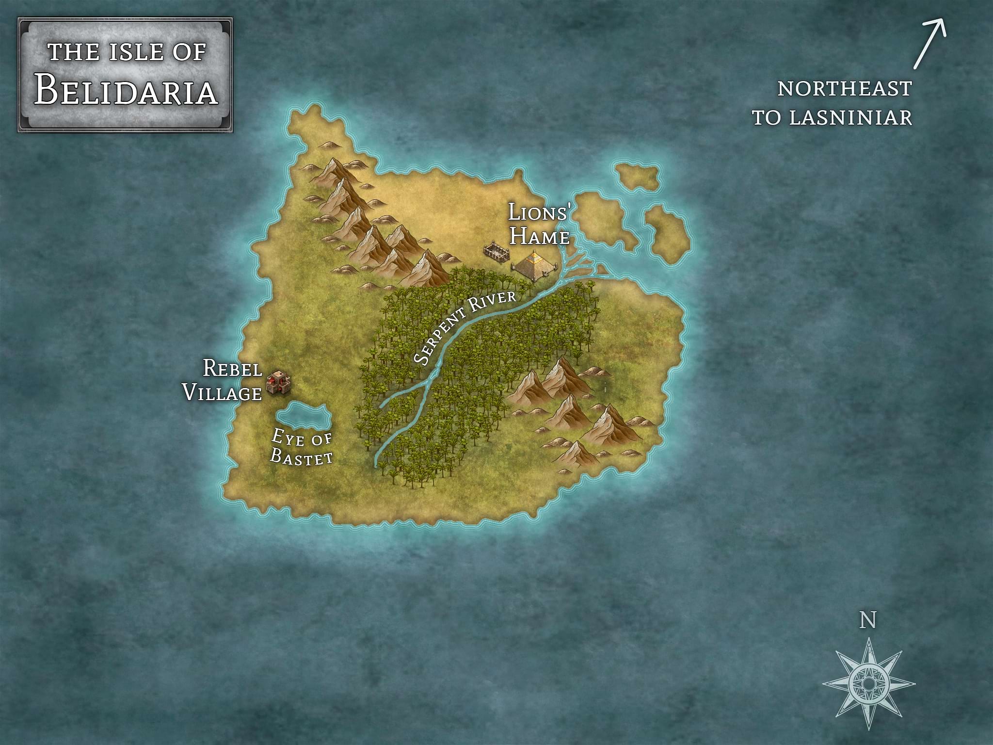 Map of Belidaria from the World of Lasniniar epic fantasy series