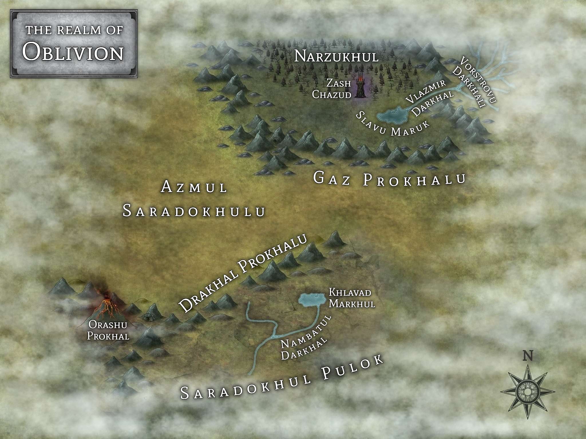 Map of Oblivion from the World of Lasniniar epic fantasy series