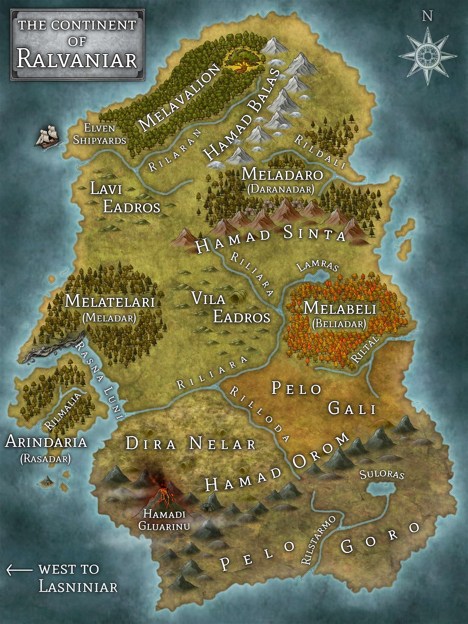 Map of Ralvaniar from the World of Lasniniar epic fantasy series
